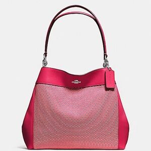 Coach Lexy Woven Jacquard Triple Compartment Shoulder Bag w/Zip Closure